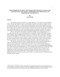 The Oversight of Executive Police Relations in Canada: The