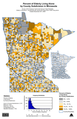 Percent of Elderly Living Alone by County Subdivision in Minnesota