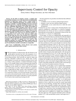 Supervisory Control for Opacity - LIX