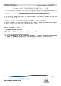 Notice of Intent to Undertake Dam Works (Division 4 Permit)