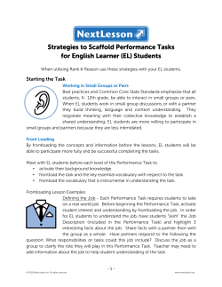 Strategies to Scaffold Performance Tasks for English
