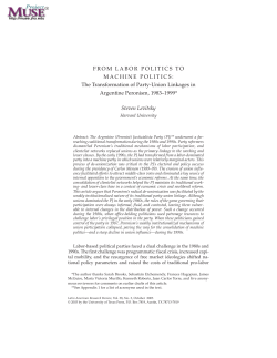 FROM LABOR POLITICS TO MACHINE POLITICS