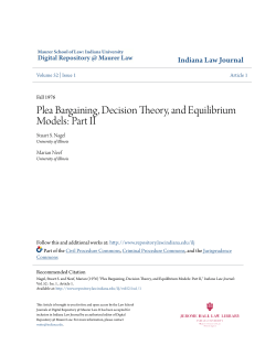 Plea Bargaining, Decision Theory, and Equilibrium Models: Part II