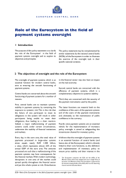 Role of the Eurosystem in the field of payment systems oversight