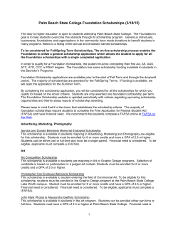 Palm Beach State College Foundation Scholarships (3/18/15)