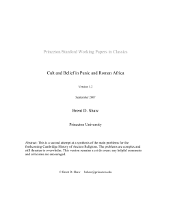 Princeton/Stanford Working Papers in Classics Cult and Belief in