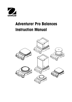 Adventurer Pro Balances Instruction Manual