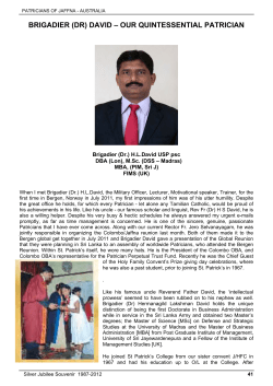 BRIGADIER (DR) DAVID – OUR QUINTESSENTIAL PATRICIAN