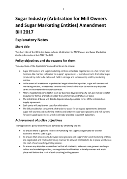 Sugar Industry (Arbitration for Mill Owners and Sugar Marketing