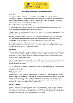 Publicising and gaining media coverage for your project About Mark