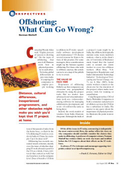 Offshoring: What Can Go Wrong?