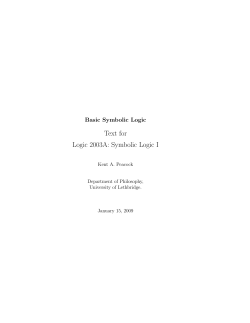 Text for Logic 2003A: Symbolic Logic I