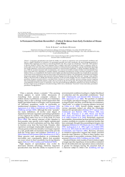 Is Permanent Parasitism Reversible?&mdash;Critical