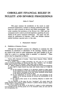 Corollary Financial Relief in Nullity and Divorce Proceedings