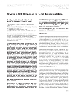 Cryptic B Cell Response to Renal Transplantation