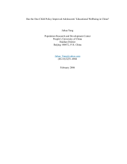Has the One-Child Policy Improved Adolescents