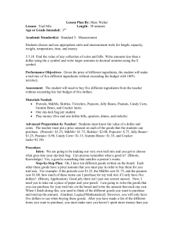 Lesson Plan By: Marc Walter Lesson: Trail Mix Length: 30 minutes