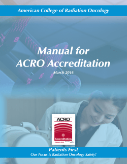 Manual for ACRO Accreditation - American College of Radiation