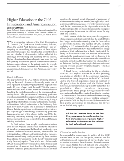 Higher Education in the Gulf: Privatization and Americanization