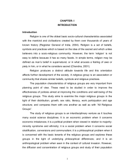 1 CHAPTER- I INTRODUCTION Introduction Religion is one of the