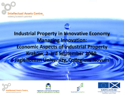 Industrial Property in Innovative Economy Managing Innovation