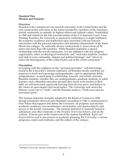 Standard One: Mission and Purposes