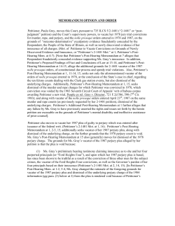 MEMORANDUM OPINION AND ORDER