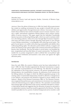 individual transferable quotas, poverty alleviation and challenges for