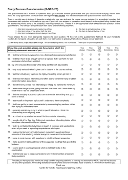 Study Process Questionnaire (SPQ) - Centre for Holistic Teaching