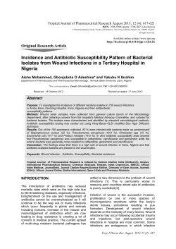 Incidence and Antibiotic Susceptibility Pattern of Bacterial Isolates