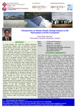 Perspectives on Global Climate Change Impacts to the Hydrosphere