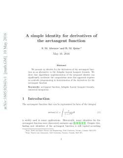 A simple identity for derivatives of the arctangent function