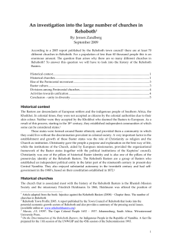 An investigation into the large number of churches in Rehoboth1