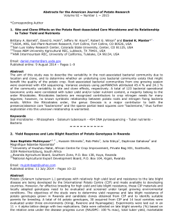 Abstracts for the American Journal of Potato Research Volume 92