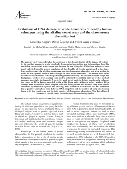 Evaluation of DNA damage in white blood cells of healthy human