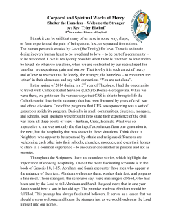 Corporal and Spiritual Works of Mercy