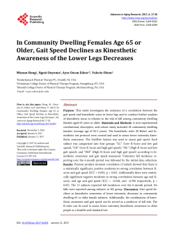 In Community Dwelling Females Age 65 or Older, Gait Speed
