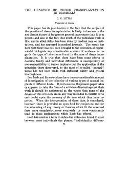 THE GENETICS OF TISSUE TRANSPLANTATION IN MAMMALS