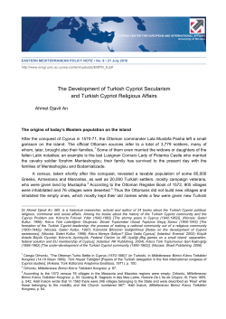 The Development of Turkish Cypriot Secularism and Turkish Cypriot