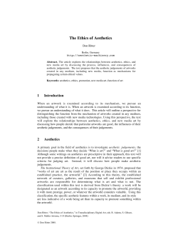 The Ethics of Aesthetics