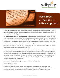 Good Stress vs. Bad Stress: A New Approach