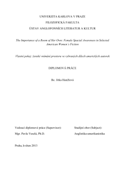 UNIVERZITA KARLOVA V PRAZE FILOZOFICK&Aacute; FAKULTA &Uacute;STAV