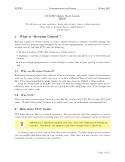 ECE297 Quick Start Guide SVN 1 What is &ldquo;Revision Control&rdquo;? 2