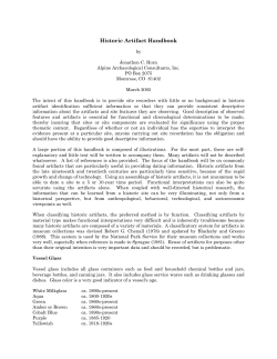 Historic Artifact Portion of Historic Handbook