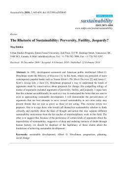 The Rhetoric of Sustainability: Perversity, Futility, Jeopardy?