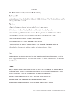 Lesson Plan Title of Lesson: Westward Expansion and Manifest