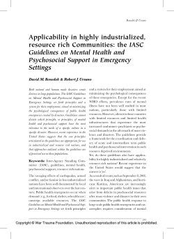 Applicability in highly industrialized, resource rich Communities: the