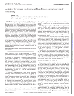A strategy for oxygen conditioning at high altitude