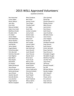 2015 WSLL Approved Volunteers