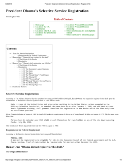 President Obama`s Selective Service Registration
